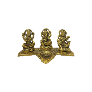 METAL LAKSHMI GANESH SARASWATI DIYA