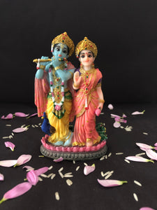 Radha Krishna with Peacock Deity 5" Murti